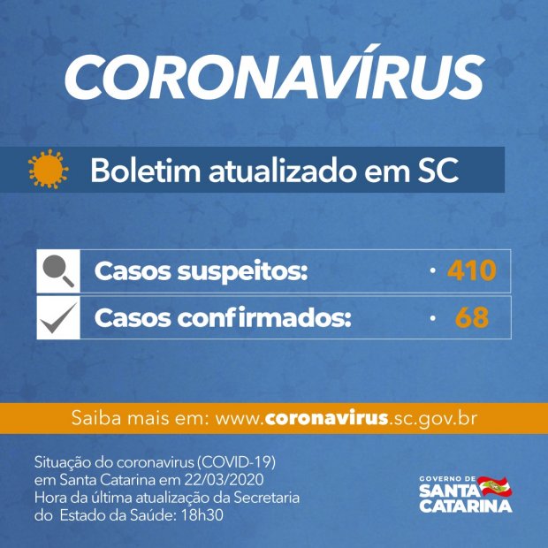 68 casos boletim novo coronavirus atualizacao 22 03