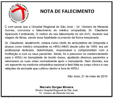 Nota falecimento