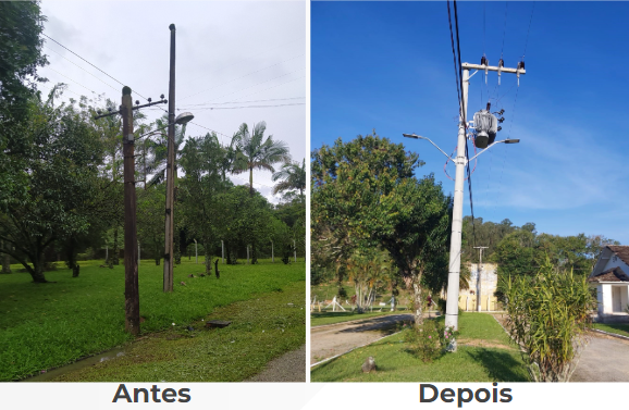 HST luminarias antes e depois