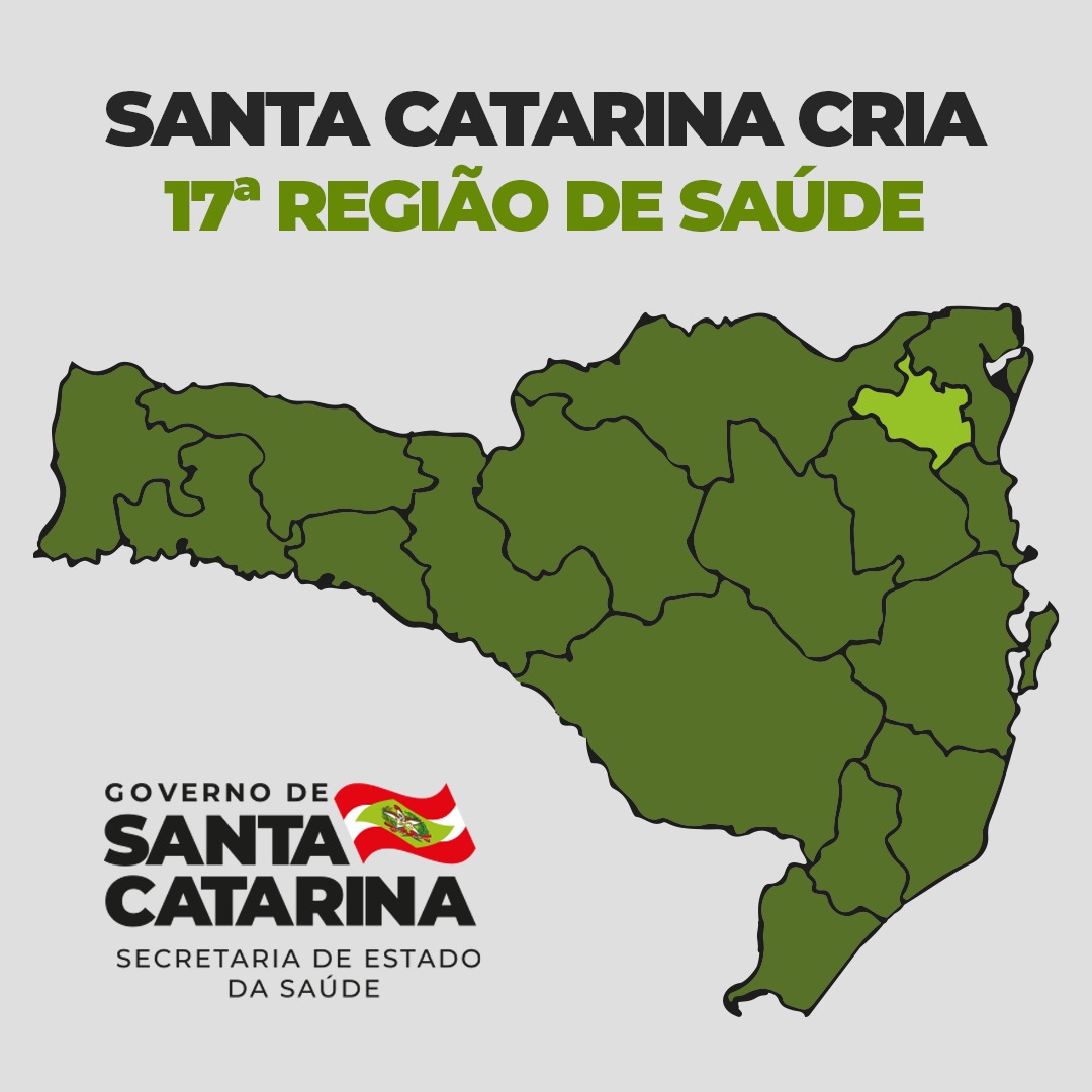 Mapa de Santa Catarina com todas regiões em verde escuro com exceção em uma que esta em verde claro.