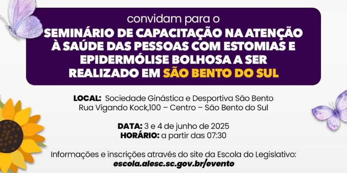 Estão abertas as inscrições para capacitação de profissionais no atendimento de pessoas com Estomias e Epidermólise Bolhosa em São Bento do Sul