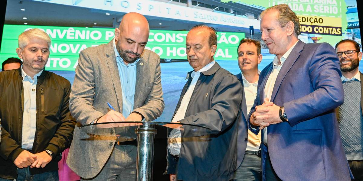 Saúde em Obras: Jorginho Mello autoriza repasse de R$ 98 milhões para nova torre do Hospital Santo Antônio, em Blumenau